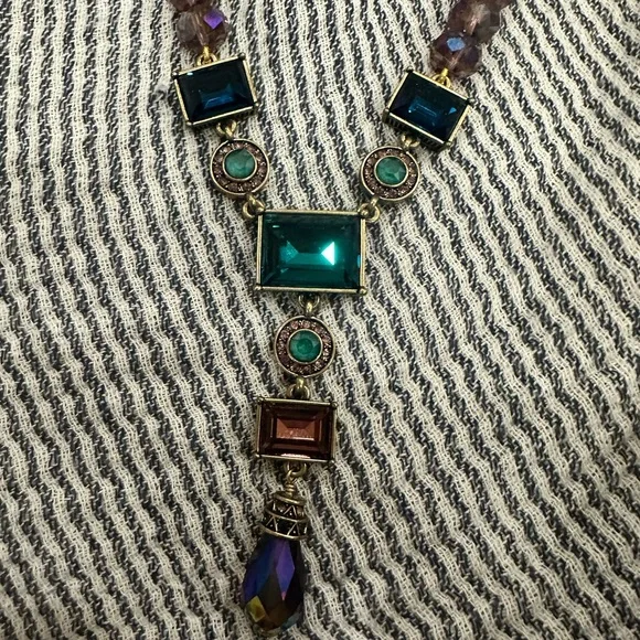 Heidi Daus purple and multicolored crystal drop necklace - Picture 2 of 13